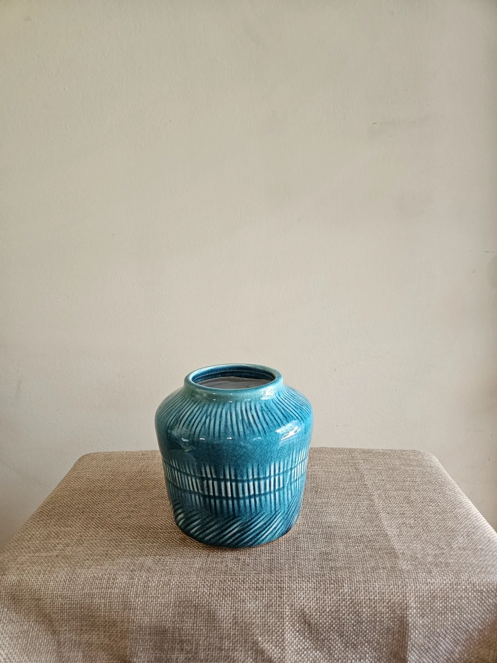 Pottery Teal Blue Ceramic Accent Vase